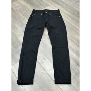 Hudson Women's Black Stretch Harkin Super Skinny Cuffed Jeans Size 25‎
